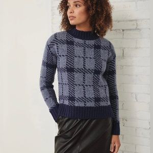 RW & Co blue plaid high-low sweater